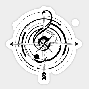 Sol key compass | Tattoo style music Sticker